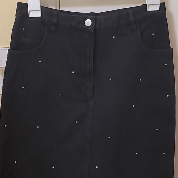 Carole Little Sport Vintage Black Rhinestone Jean Skirt - Picture 4 of 10